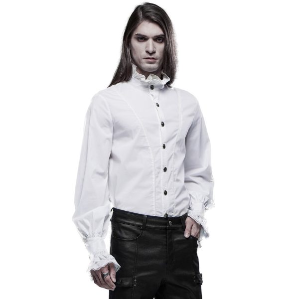 PUNK RAVE Chemise Victorienne ‘Asmodeus’ Blanche pas cher 6