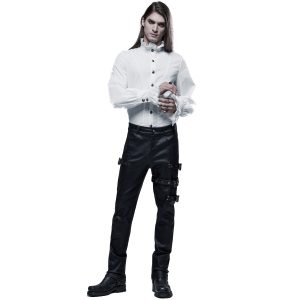PUNK RAVE Chemise Victorienne ‘Asmodeus’ Blanche pas cher 29