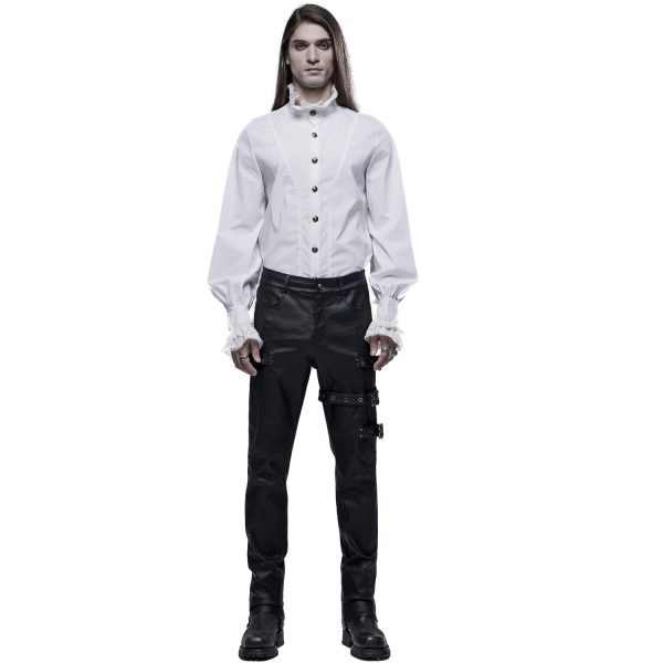 PUNK RAVE Chemise Victorienne ‘Asmodeus’ Blanche pas cher 9
