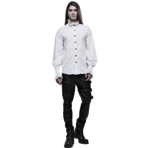 PUNK RAVE Chemise Victorienne ‘Asmodeus’ Blanche pas cher 35