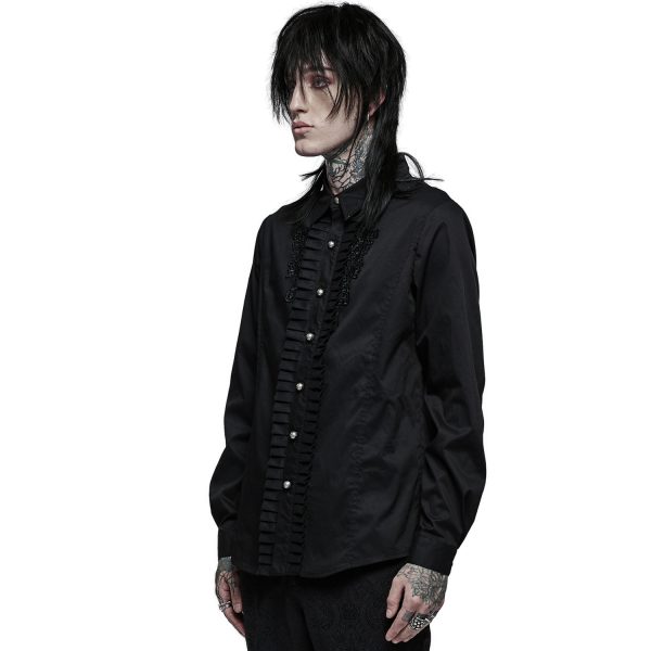PUNK RAVE Chemise Victorienne ‘Goth Applique’ Noire en france 5