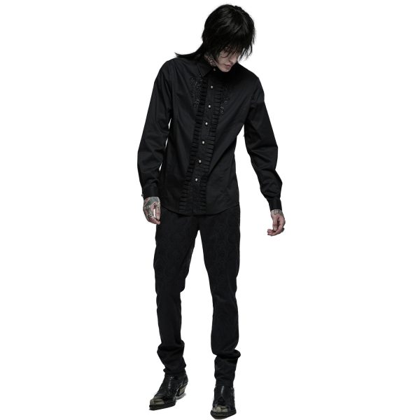 PUNK RAVE Chemise Victorienne ‘Goth Applique’ Noire en france 6