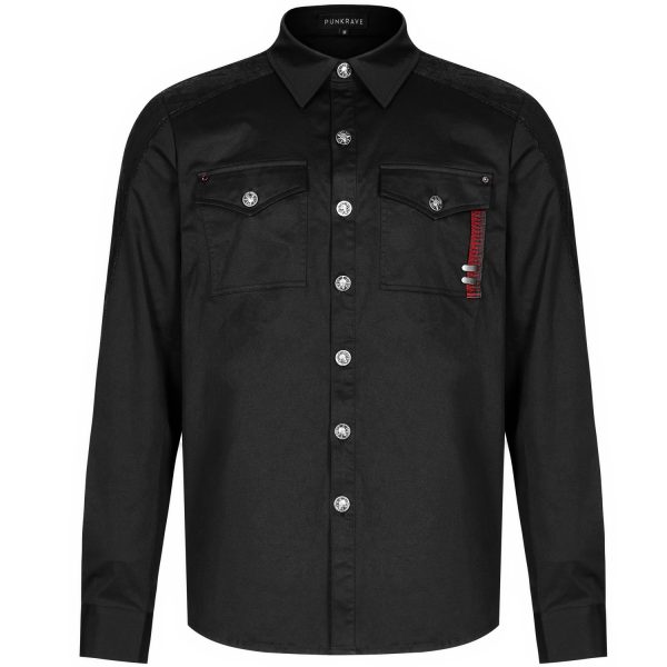 achat PUNK RAVE Chemise ‘Wolfram’ Noire 15