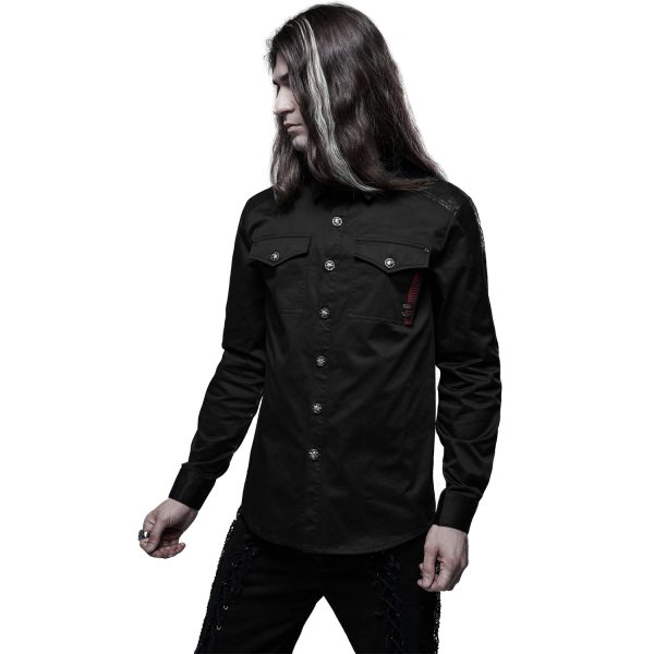 achat PUNK RAVE Chemise ‘Wolfram’ Noire 5