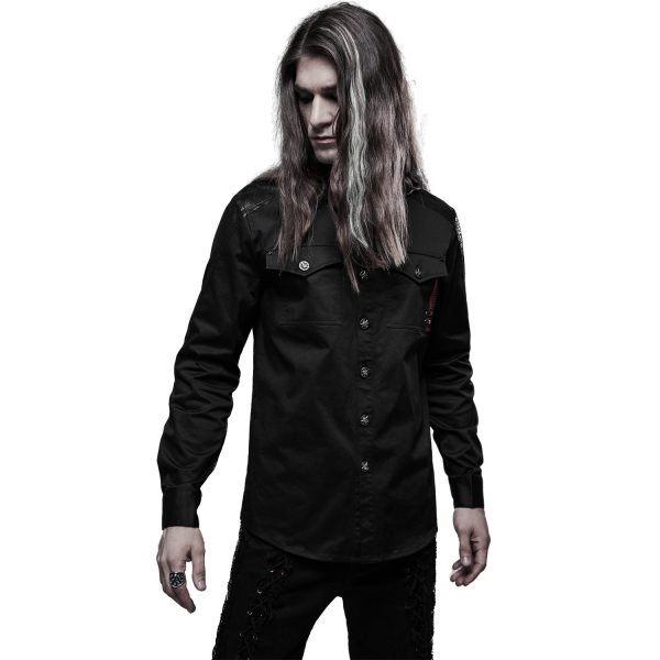 achat PUNK RAVE Chemise ‘Wolfram’ Noire 6
