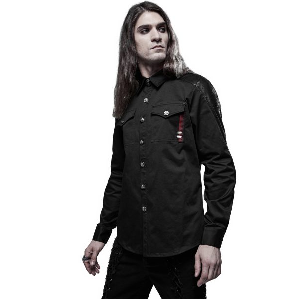 achat PUNK RAVE Chemise ‘Wolfram’ Noire 7