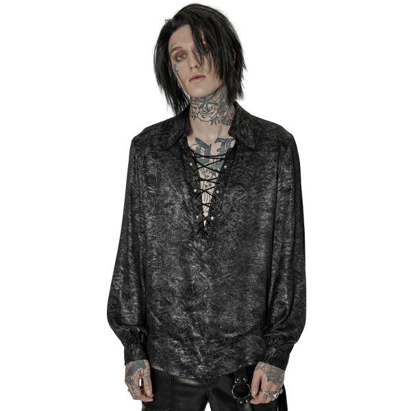 qualité supérieure PUNK RAVE Chemise ‘Xanthus’ Noire Et Argent 3