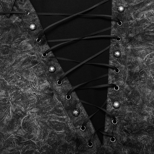 qualité supérieure PUNK RAVE Chemise ‘Xanthus’ Noire Et Argent 12