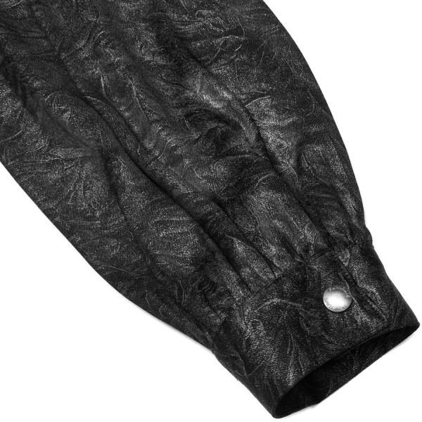 qualité supérieure PUNK RAVE Chemise ‘Xanthus’ Noire Et Argent 13