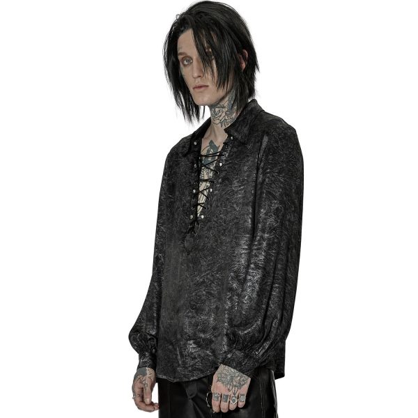 qualité supérieure PUNK RAVE Chemise ‘Xanthus’ Noire Et Argent 5