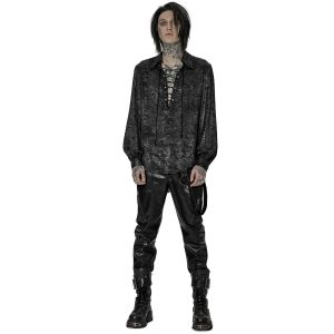 qualité supérieure PUNK RAVE Chemise ‘Xanthus’ Noire Et Argent 23