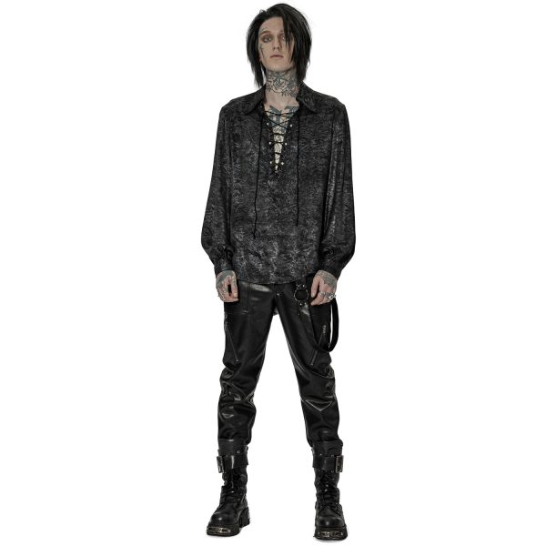 qualité supérieure PUNK RAVE Chemise ‘Xanthus’ Noire Et Argent 6