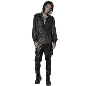 qualité supérieure PUNK RAVE Chemise ‘Xanthus’ Noire Et Argent 27