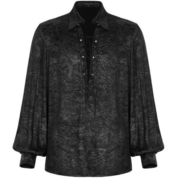 qualité supérieure PUNK RAVE Chemise ‘Xanthus’ Noire Et Argent 9