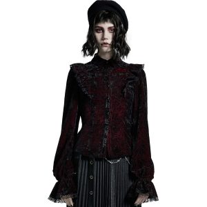 Boutique officielle PUNK RAVE Chemisier ‘Gothic Retro’ Rouge Et Noir 20
