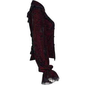Boutique officielle PUNK RAVE Chemisier ‘Gothic Retro’ Rouge Et Noir 40