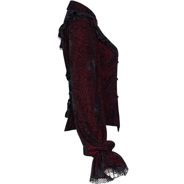 Boutique officielle PUNK RAVE Chemisier ‘Gothic Retro’ Rouge Et Noir 13