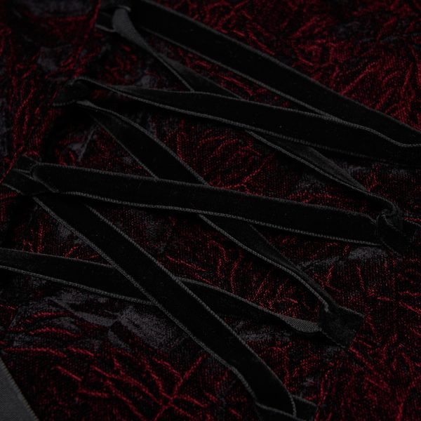 Boutique officielle PUNK RAVE Chemisier ‘Gothic Retro’ Rouge Et Noir 15