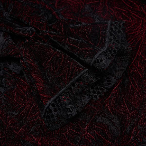 Boutique officielle PUNK RAVE Chemisier ‘Gothic Retro’ Rouge Et Noir 16