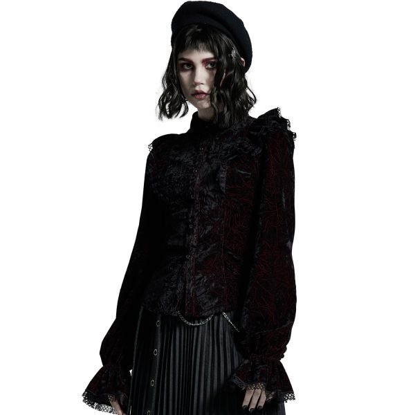 Boutique officielle PUNK RAVE Chemisier ‘Gothic Retro’ Rouge Et Noir 5