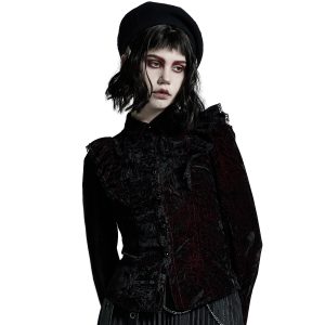 Boutique officielle PUNK RAVE Chemisier ‘Gothic Retro’ Rouge Et Noir 26