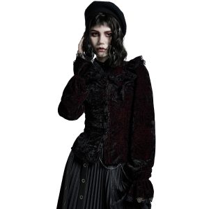 Boutique officielle PUNK RAVE Chemisier ‘Gothic Retro’ Rouge Et Noir 28