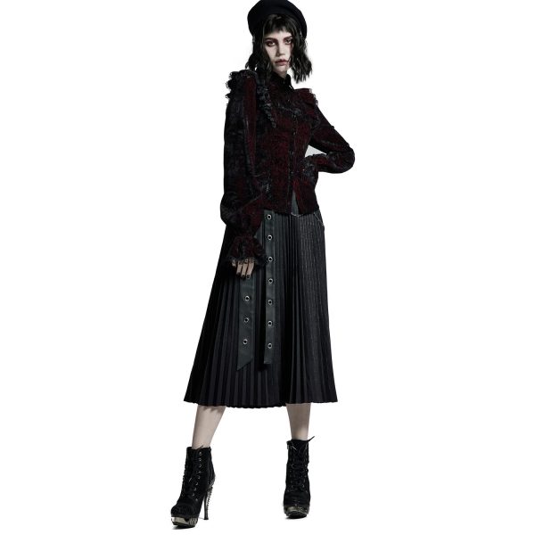 Boutique officielle PUNK RAVE Chemisier ‘Gothic Retro’ Rouge Et Noir 10