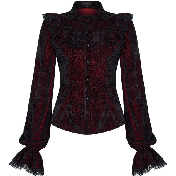 Boutique officielle PUNK RAVE Chemisier ‘Gothic Retro’ Rouge Et Noir 11