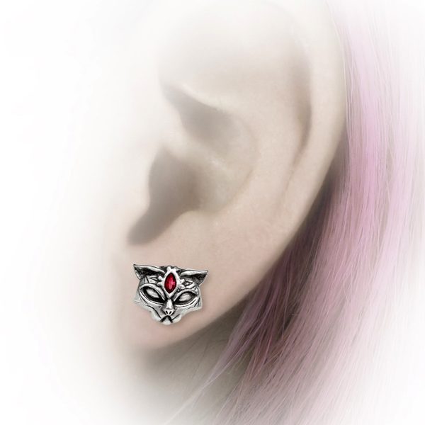 ALCHEMY GOTHIC Clous D’Oreilles ‘Sacred Cat’ Prix très abordable 3