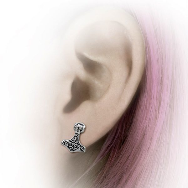 aux meilleurs prix Alchemy Metal-Wear Clous D’Oreilles ‘Thor Hammer’ 3