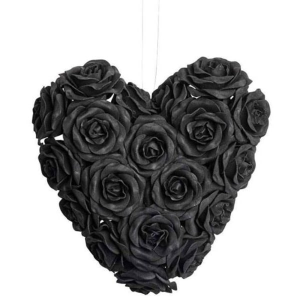 ALCHEMY GOTHIC Coeur Décoratif à Suspendre ‘Black Rose Heart’ De super promotions disponibles 1