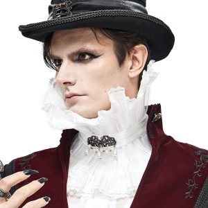 pas cher en vente DEVIL FASHION Col Montant Unisexe Plissé Blanc 18