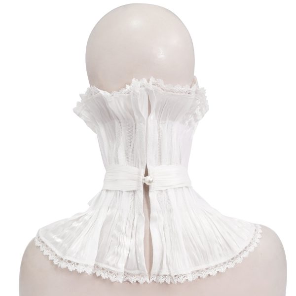pas cher en vente DEVIL FASHION Col Montant Unisexe Plissé Blanc 8