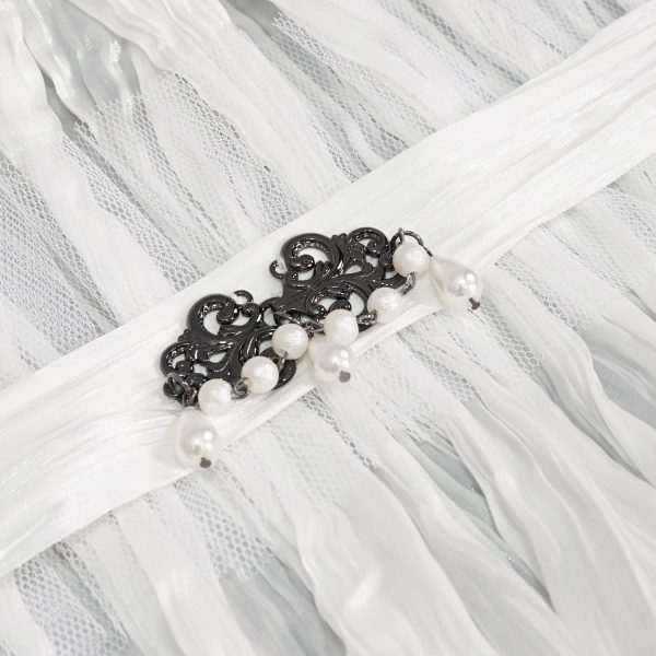 pas cher en vente DEVIL FASHION Col Montant Unisexe Plissé Blanc 10