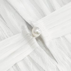 pas cher en vente DEVIL FASHION Col Montant Unisexe Plissé Blanc 30