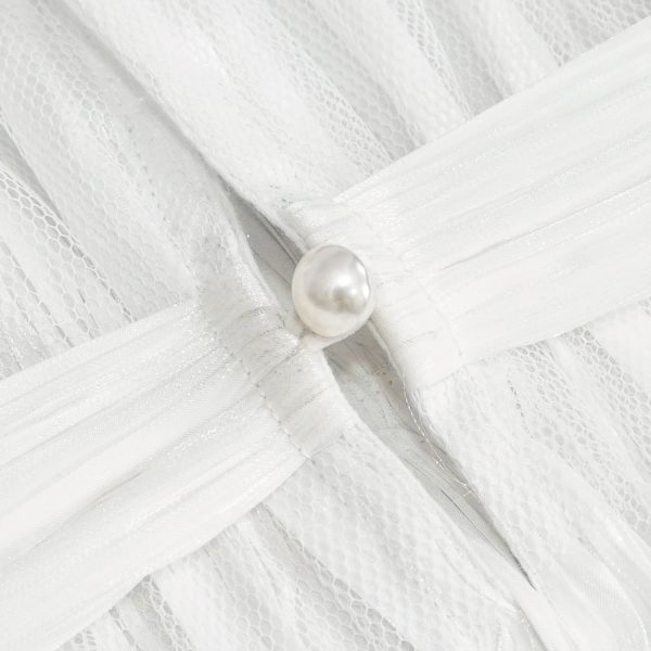 pas cher en vente DEVIL FASHION Col Montant Unisexe Plissé Blanc 11