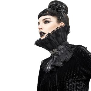 mode DEVIL FASHION Col Montant Unisexe Plissé Noir 20
