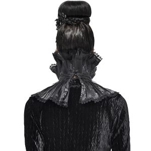 mode DEVIL FASHION Col Montant Unisexe Plissé Noir 24