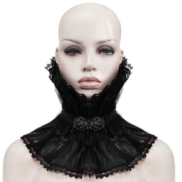 mode DEVIL FASHION Col Montant Unisexe Plissé Noir 9