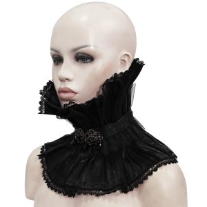 mode DEVIL FASHION Col Montant Unisexe Plissé Noir 34
