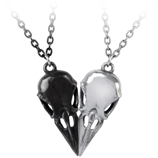 ALCHEMY GOTHIC Collier Couple/Amitié ‘Coeur Crane’ acheter 1