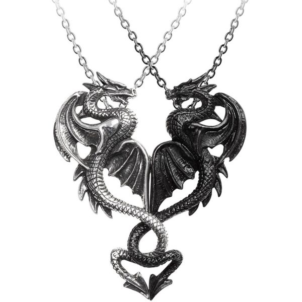 Nouvelle tendance ALCHEMY GOTHIC Collier Couple/Amitié ‘Draconic Tryst’ 1