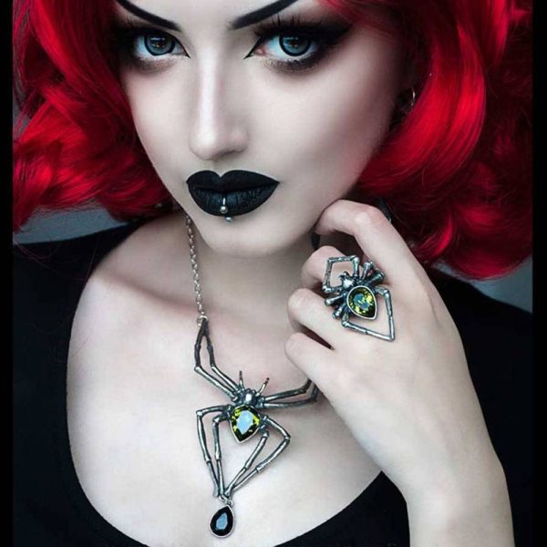 Pas Cher soldes France ALCHEMY GOTHIC Collier ‘Emerald Venom’ 6