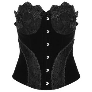 Paiement sécurisé PUNK RAVE Corset ‘Black Palace’ En Dentelle Noire 24