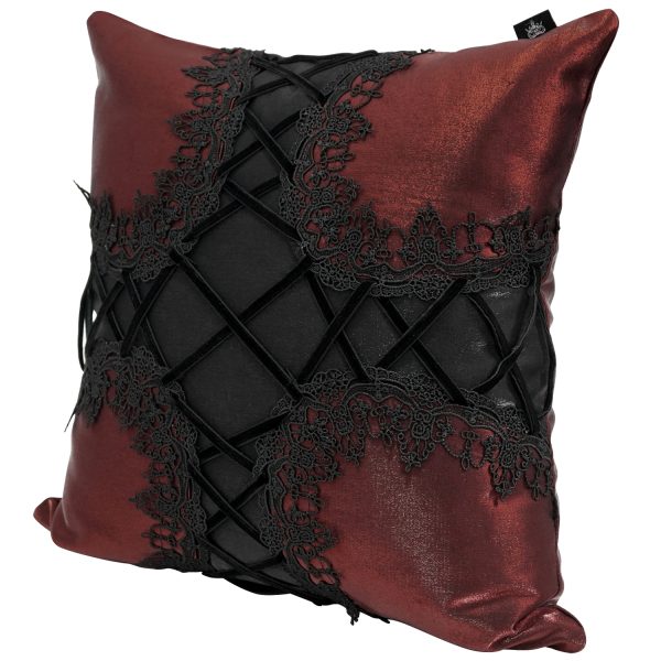 DEVIL FASHION Coussin Gothique ‘Cross-Shaped’ Bordeaux Et Noir magasins pour 4