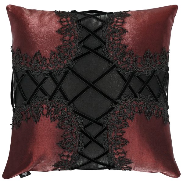 DEVIL FASHION Coussin Gothique ‘Cross-Shaped’ Bordeaux Et Noir magasins pour 1