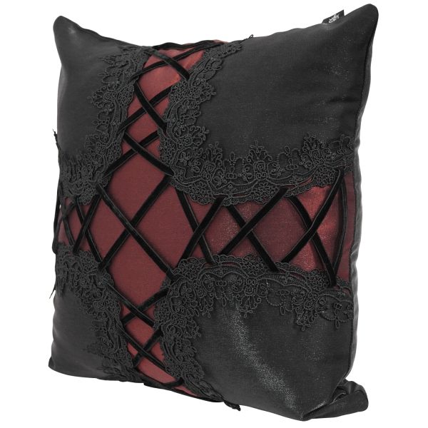 DEVIL FASHION Coussin Gothique ‘Cross-Shaped’ Noir Et Rouge pas cher 4