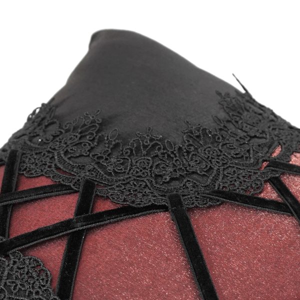 DEVIL FASHION Coussin Gothique ‘Cross-Shaped’ Noir Et Rouge pas cher 9