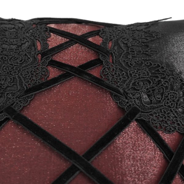 DEVIL FASHION Coussin Gothique ‘Cross-Shaped’ Noir Et Rouge pas cher 10