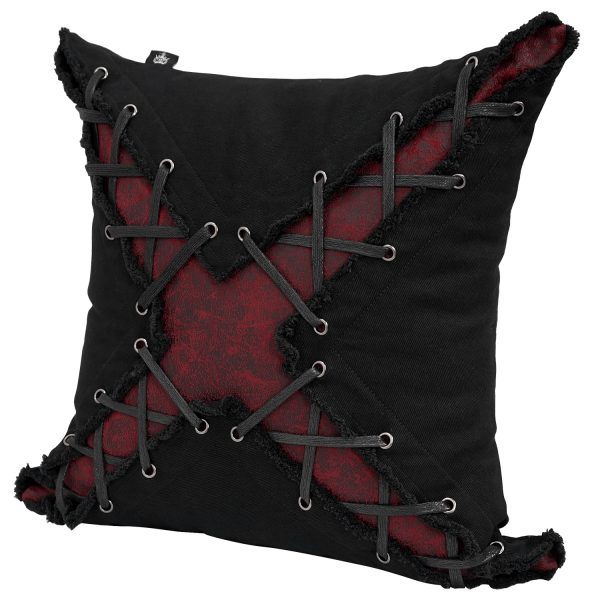 DEVIL FASHION Coussin ‘Punk’ Noir Et Rouge En Forme De X à prix d'occasion 4